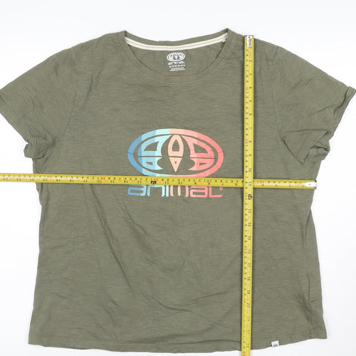 Animal Womens Green Organic Cotton Short Sleeve T-Shirt Size 16