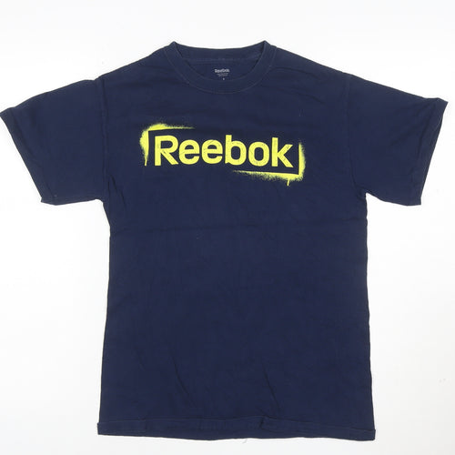 Reebok Men's Navy Blue Graphic Print Cotton T-Shirt S