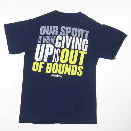 Reebok Men's Navy Blue Graphic Print Cotton T-Shirt S