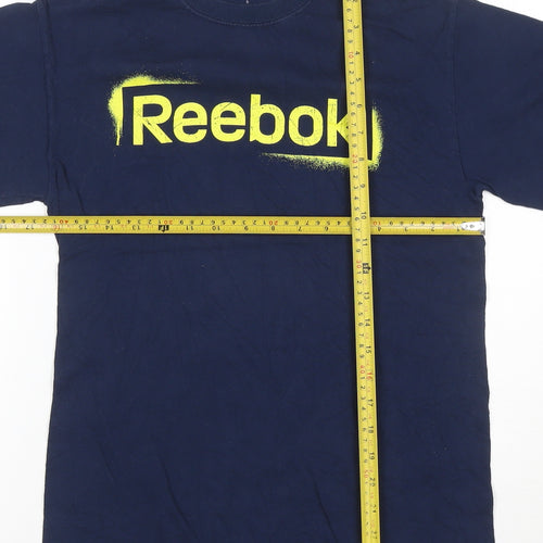 Reebok Men's Navy Blue Graphic Print Cotton T-Shirt S