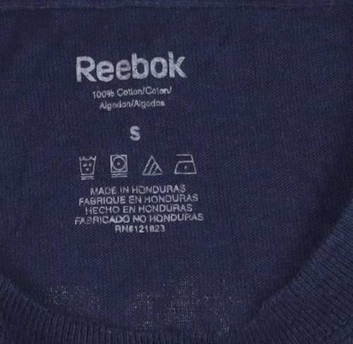 Reebok Men's Navy Blue Graphic Print Cotton T-Shirt S