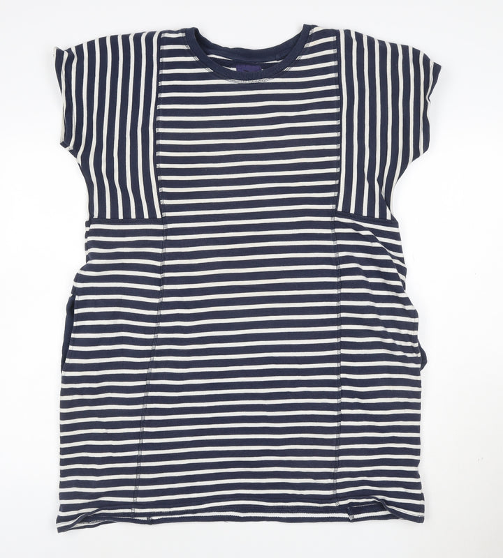 Next Women Blue Striped T-Shirt Dress Size 16 Short Sleeve Casual
