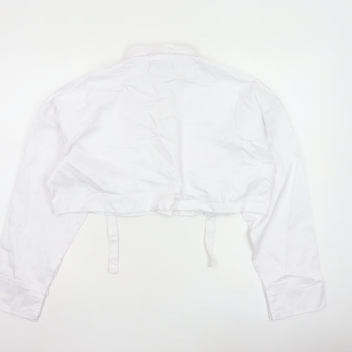 EGO Women's White Cropped Bomber Jacket UK 10 Cotton Blend