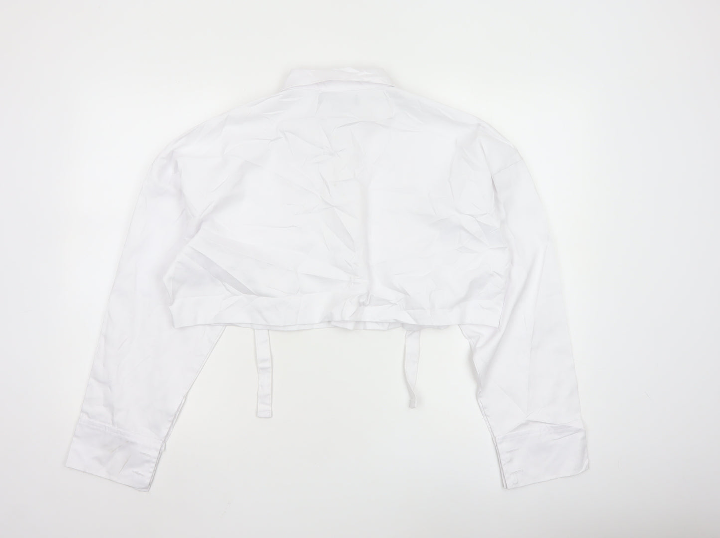EGO Women's White Cropped Bomber Jacket UK 10 Cotton Blend