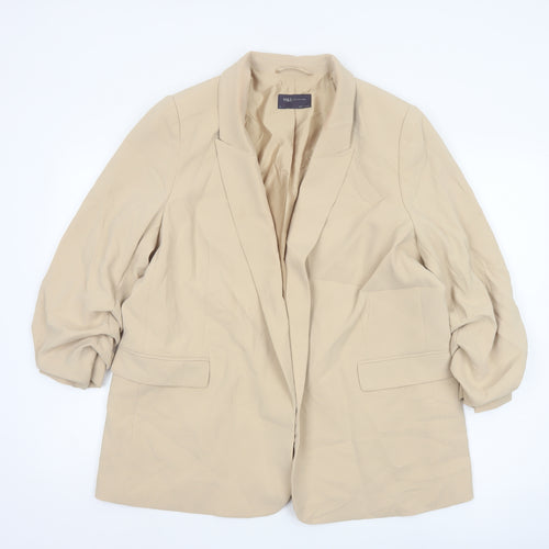 Marks and Spencer Womens Beige Blazer Jacket Size 18 Regular Fit