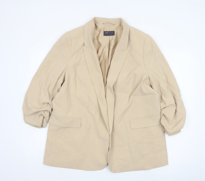 Marks and Spencer Womens Beige Blazer Jacket Size 18 Regular Fit