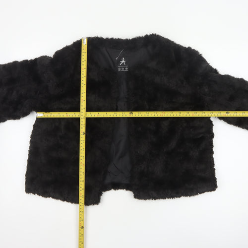 Atmosphere Women Black Faux Fur Cape Jacket Size 14 Lined Open Front