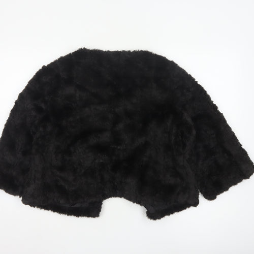 Atmosphere Women Black Faux Fur Cape Jacket Size 14 Lined Open Front