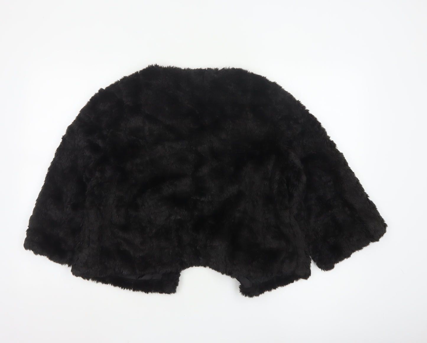 Atmosphere Women Black Faux Fur Cape Jacket Size 14 Lined Open Front