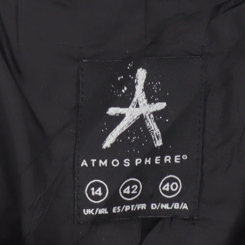 Atmosphere Women Black Faux Fur Cape Jacket Size 14 Lined Open Front
