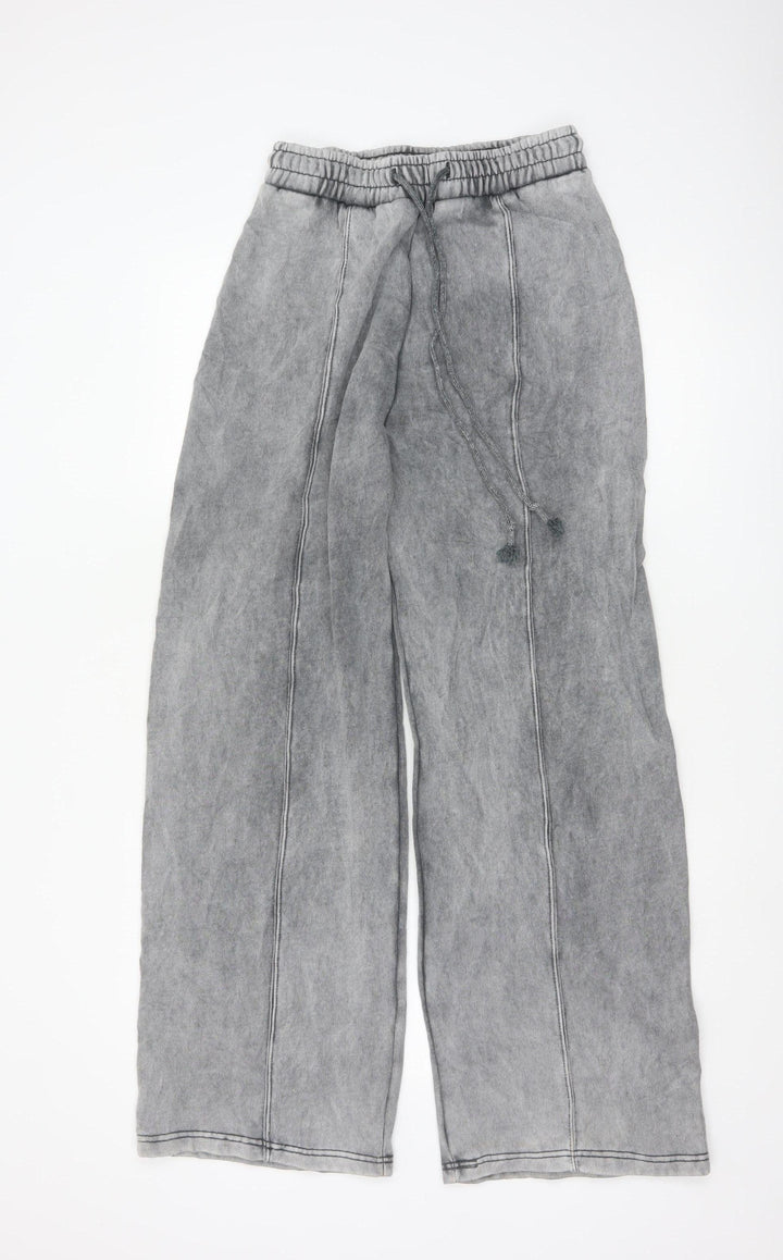 Zara Women's Grey Fleece Wide-Leg Sweatpants Size S