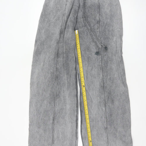 Zara Women's Grey Fleece Wide-Leg Sweatpants Size S