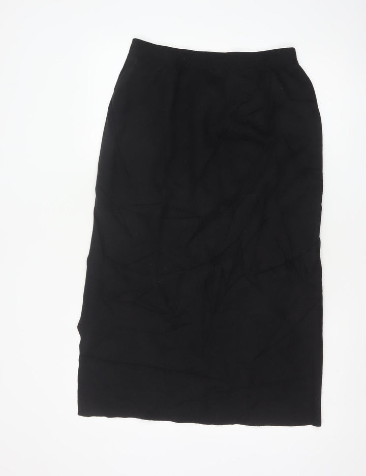 Uniqlo Women Black M Straight Midi Skirt Cotton Blend
