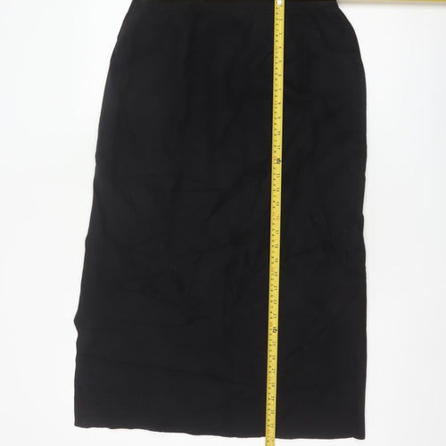 Uniqlo Women Black M Straight Midi Skirt Cotton Blend