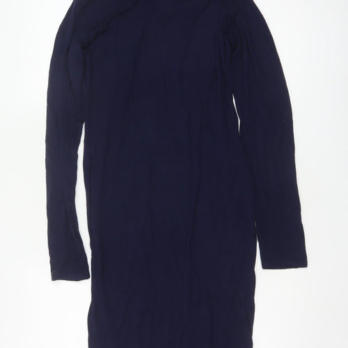 Pink Vanilla Women's Blue Midi Bodycon Roll Neck Jersey Dress Size 14