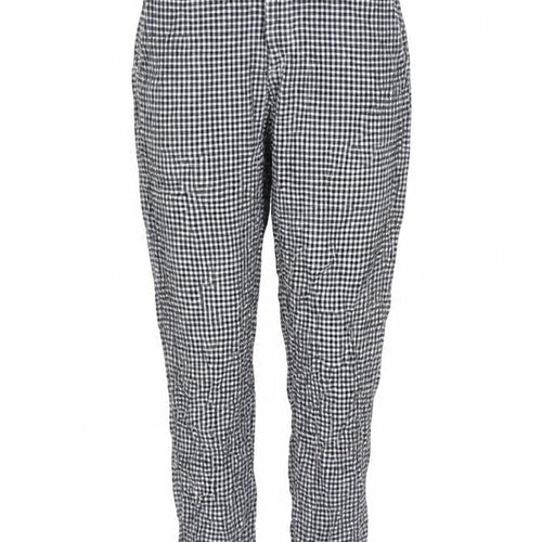 Uniqlo Womens Blue Gingham Linen Cotton Trousers XS Lightweight Casual