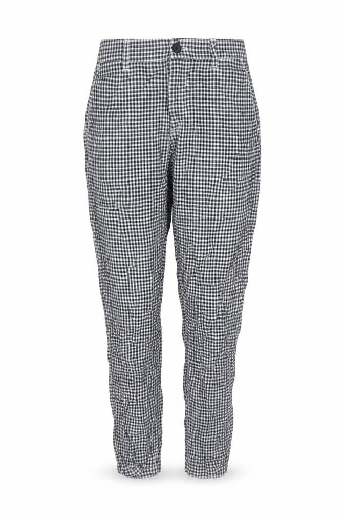 Uniqlo Womens Blue Gingham Linen Cotton Trousers XS Lightweight Casual