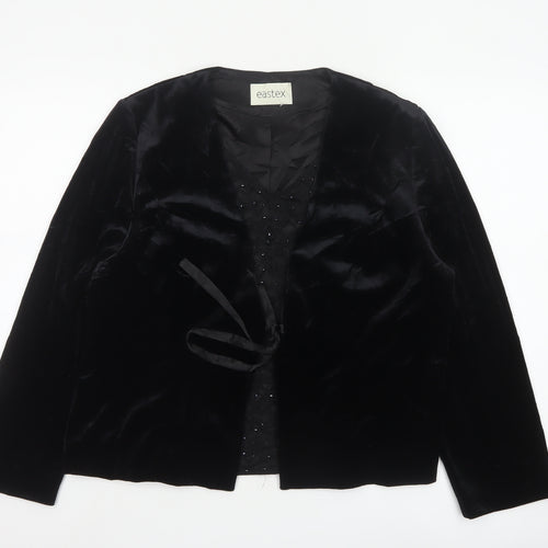 Eastex Womens Black Velvet Wrap Blouse Size 16 Long Sleeve