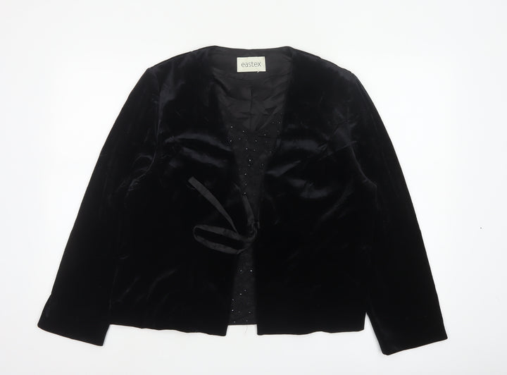 Eastex Womens Black Velvet Wrap Blouse Size 16 Long Sleeve