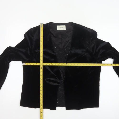 Eastex Womens Black Velvet Wrap Blouse Size 16 Long Sleeve