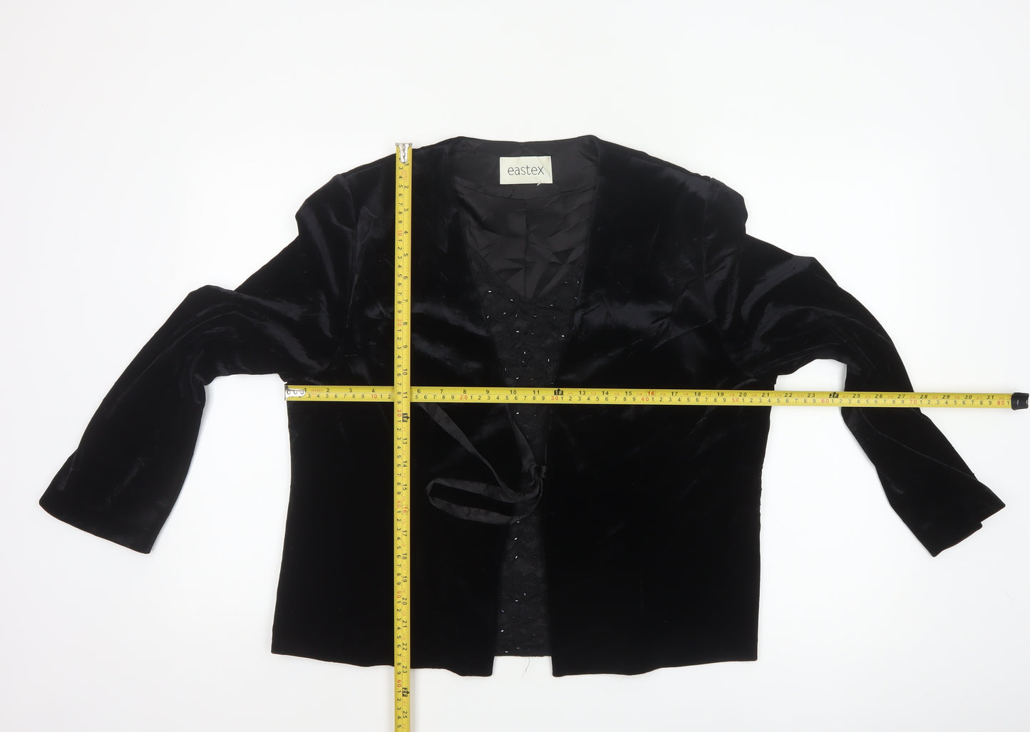 Eastex Womens Black Velvet Wrap Blouse Size 16 Long Sleeve