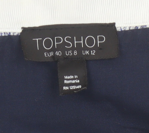 Topshop Women’s Blue Short Pencil Skirt Size 12 Lined Polyester