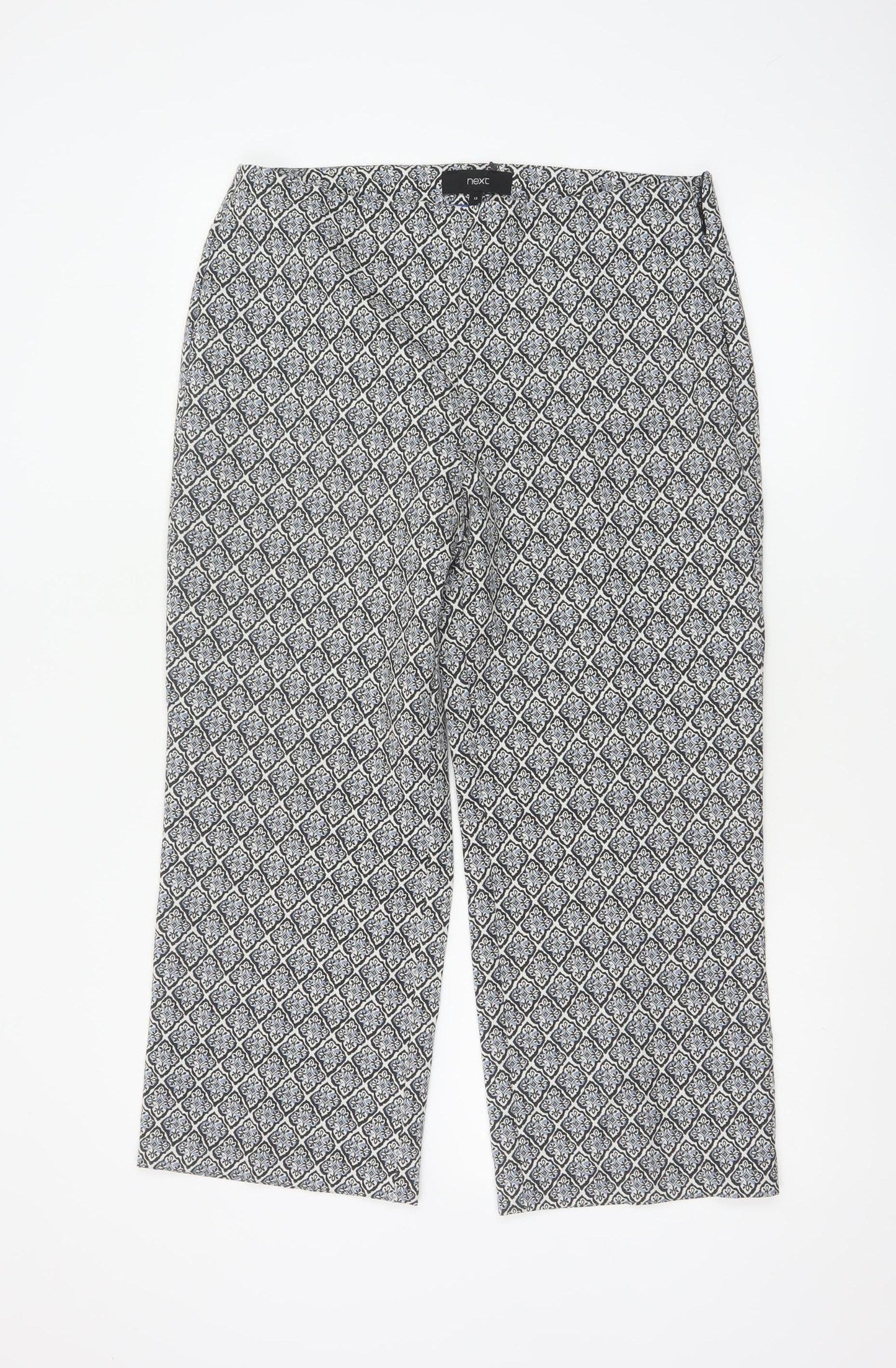 Next Women’s Black Geometric Cropped Trousers Size 12