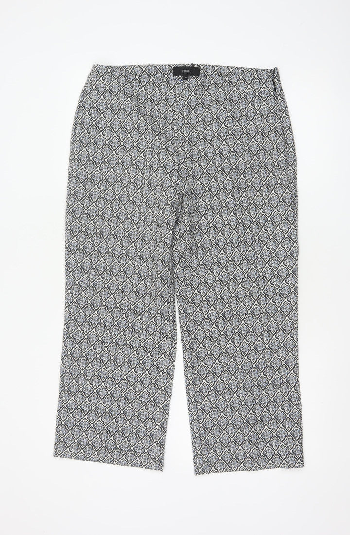 Next Women’s Black Geometric Cropped Trousers Size 12