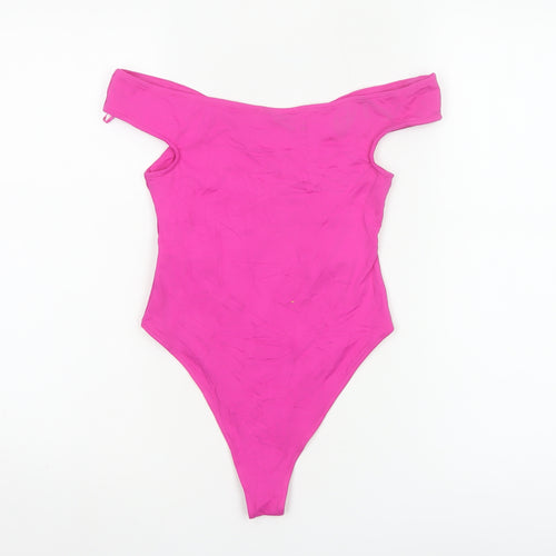 Zara Women Pink Off Shoulder Bodysuit Size S Polyamide Blend