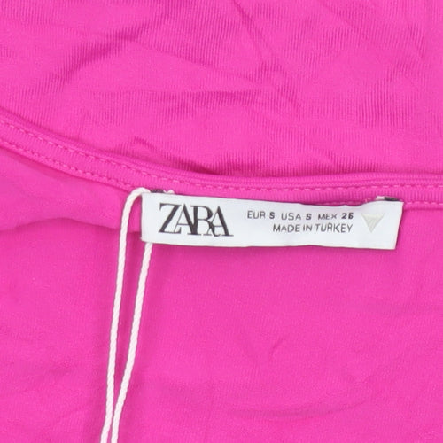 Zara Women Pink Off Shoulder Bodysuit Size S Polyamide Blend
