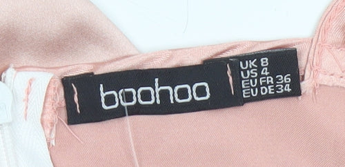 Boohoo Women's Pink Cowl Neck Satin Slip Dress Size 8