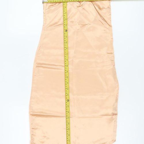 PrettyLittleThing Women’s Beige Satin Asymmetric Slip Dress Size 4