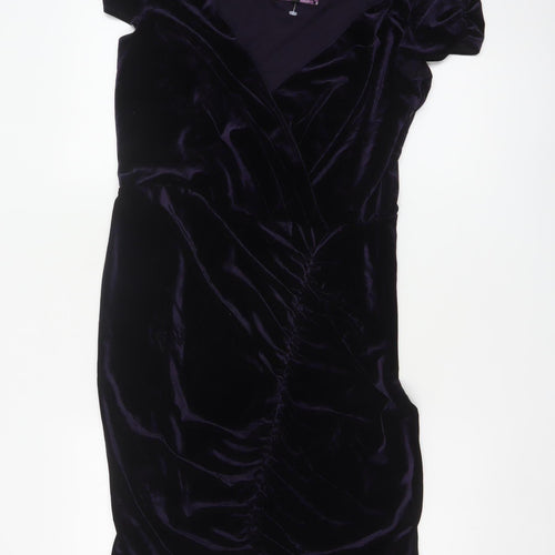 Betty Jackson Black Women’s Purple Velvet Bodycon Dress Size 14