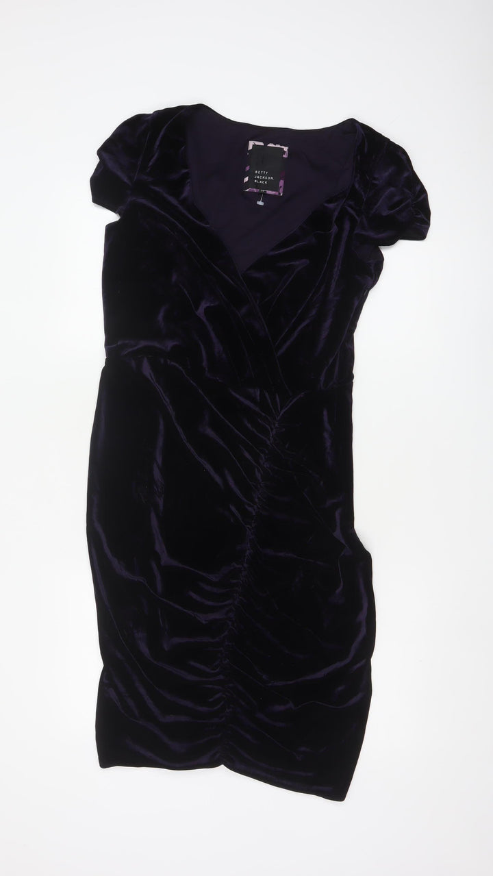 Betty Jackson Black Women’s Purple Velvet Bodycon Dress Size 14