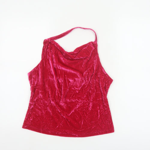 Anthropologie Women's Red Velvet Cowl Neck Camisole Tank Top M