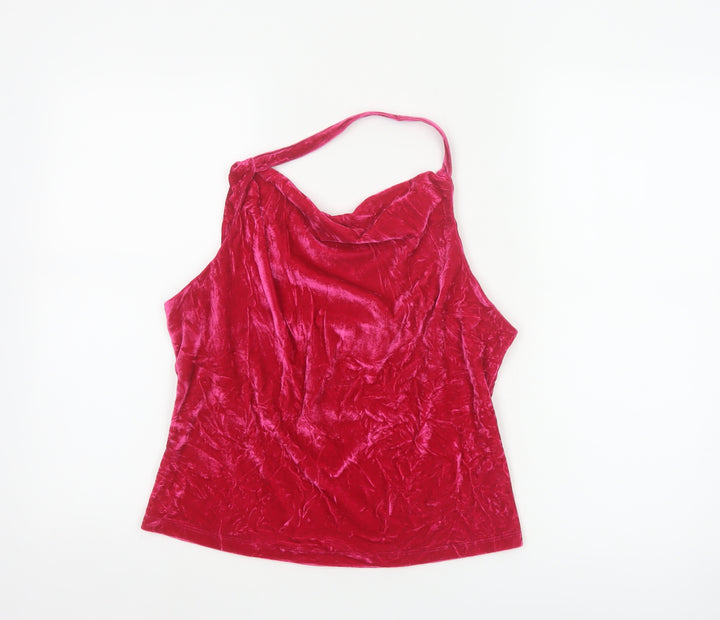 Anthropologie Women's Red Velvet Cowl Neck Camisole Tank Top M