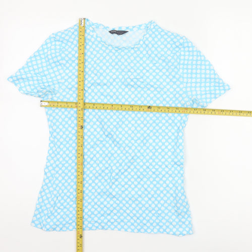 Marks and Spencer Women’s Blue Geometric Cotton T-Shirt Size 12