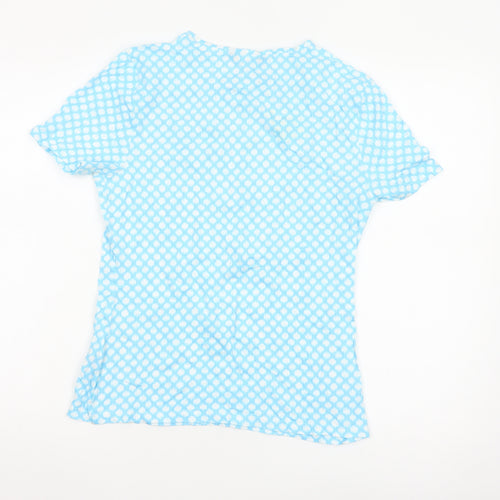 Marks and Spencer Women’s Blue Geometric Cotton T-Shirt Size 12