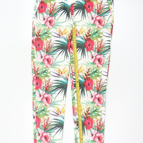 Lulumary Womens Tropical Floral Cotton Stretch Cropped Trousers L