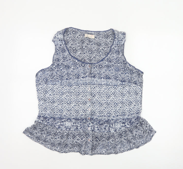 Marks and Spencer Womens Blue Sleeveless Blouse UK 20 Cotton Blend