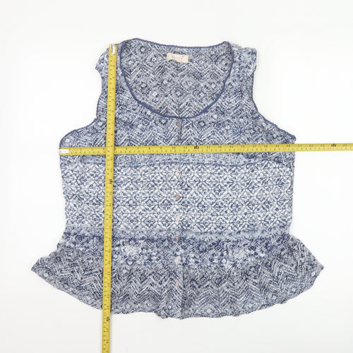 Marks and Spencer Womens Blue Sleeveless Blouse UK 20 Cotton Blend