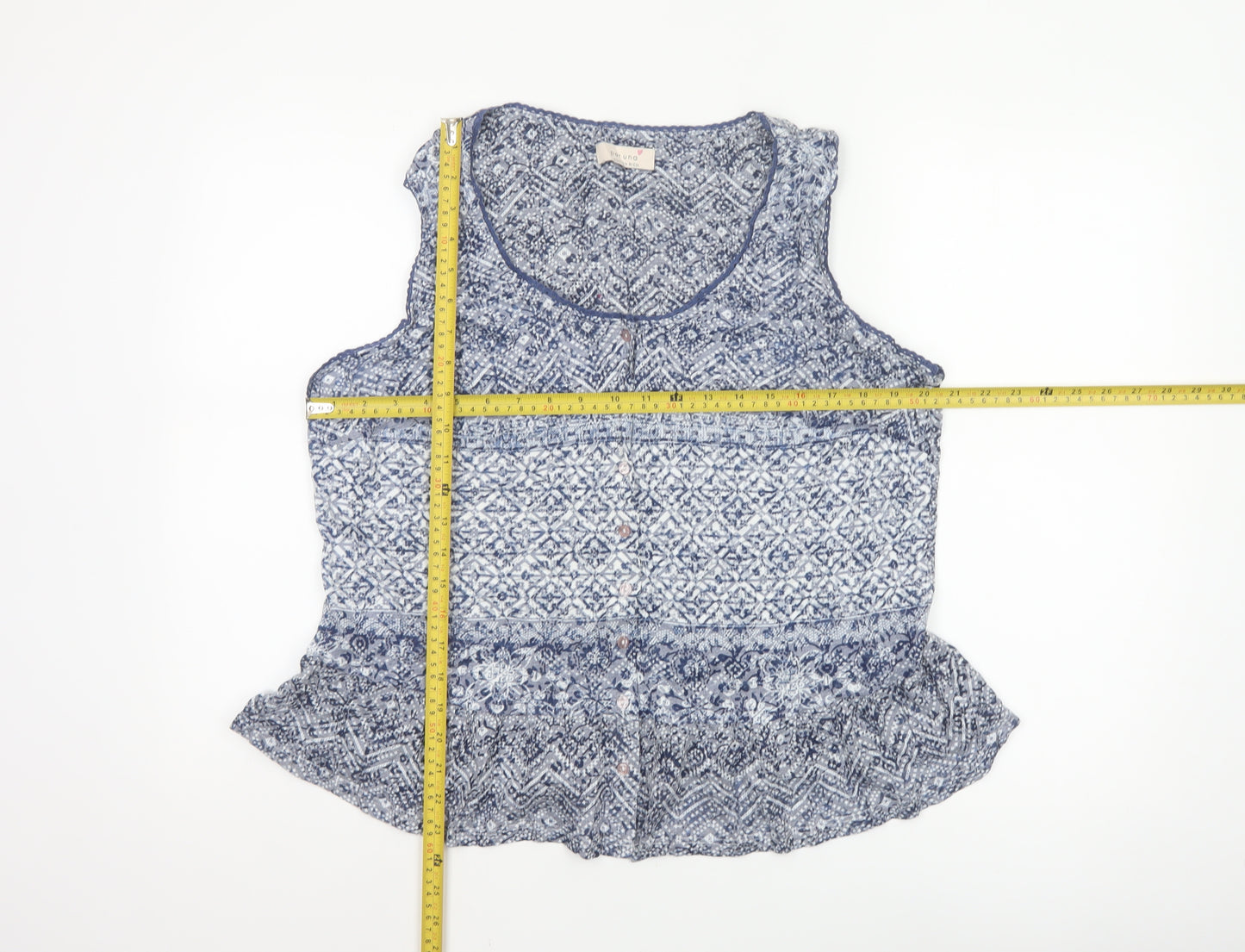 Marks and Spencer Womens Blue Sleeveless Blouse UK 20 Cotton Blend