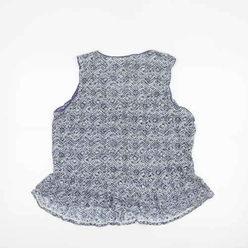 Marks and Spencer Womens Blue Sleeveless Blouse UK 20 Cotton Blend