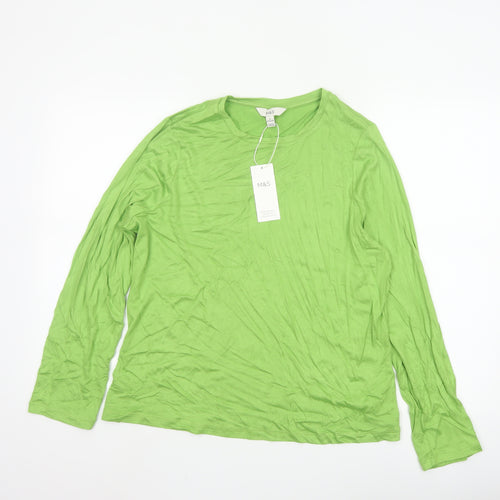 Marks and Spencer Women's Green Long Sleeve Basic Jersey Top Size 20