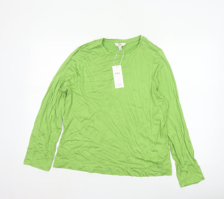 Marks and Spencer Women's Green Long Sleeve Basic Jersey Top Size 20