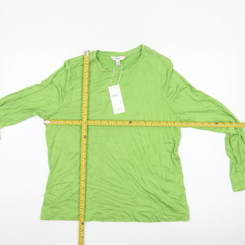 Marks and Spencer Women's Green Long Sleeve Basic Jersey Top Size 20