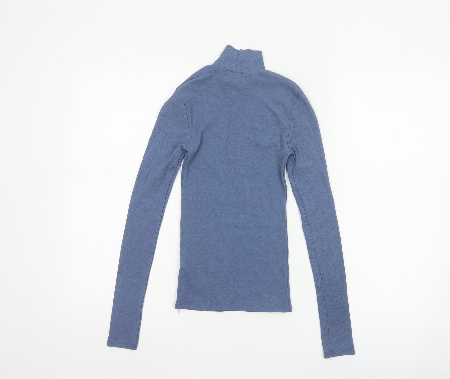 Topshop Women's Blue Roll Neck Long Sleeve Slim Fit Jersey Top Size 6