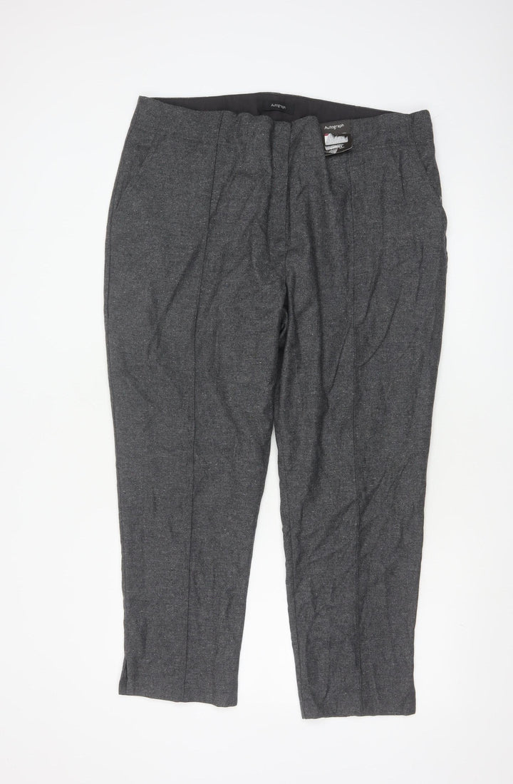 Marks and Spencer Women’s Grey Wool Blend Pleated Trousers Size 20
