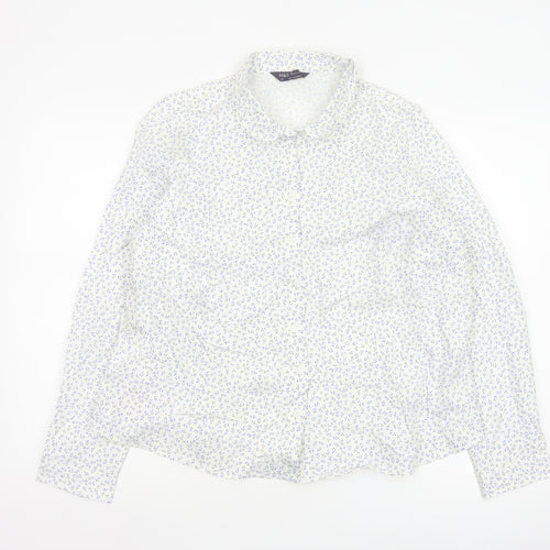 Marks and Spencer Women's White Floral Long Sleeve Button-Up Shirt Size 20