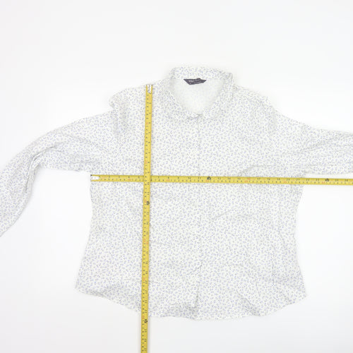 Marks and Spencer Women's White Floral Long Sleeve Button-Up Shirt Size 20
